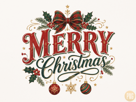 Download Merry Christmas Vintage Typography PNG - Vintage Collection