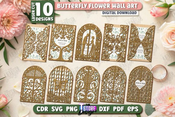 Download Wedding Invitation Laser Cut Bundle |CNC - Wedding invitation Collection