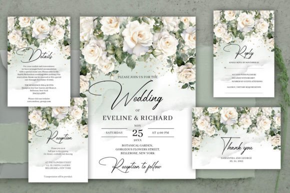 Download Vintage White Roses Wedding Invitation - Wedding invitation Collection