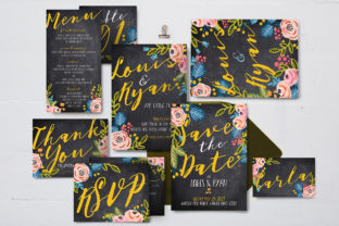 Download Black Floral Wedding Invitation Suite - Wedding invitation Collection